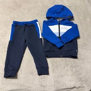 Boss Kids' Blue and Black Jogger and zip up hoodie Set